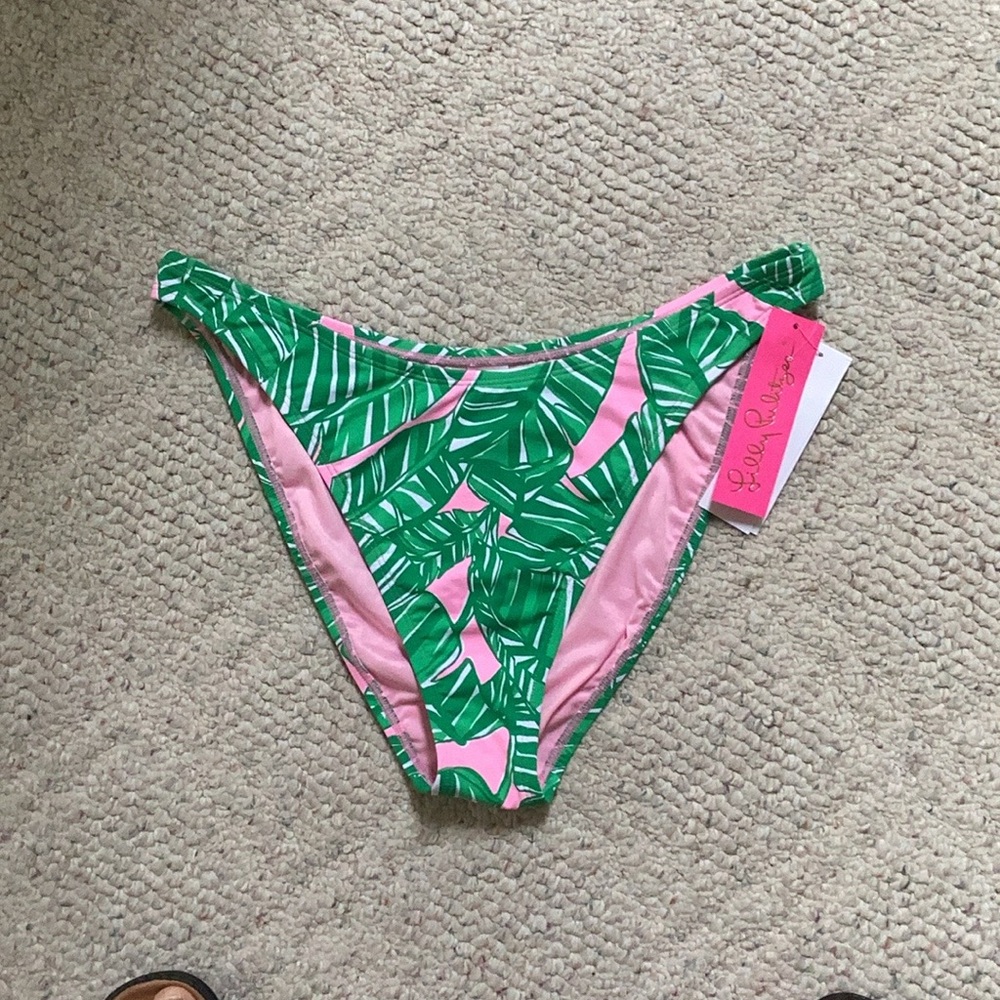 Lilly Pulitzer pico high cut pink bathing suit bikini bottom tropical resort 16